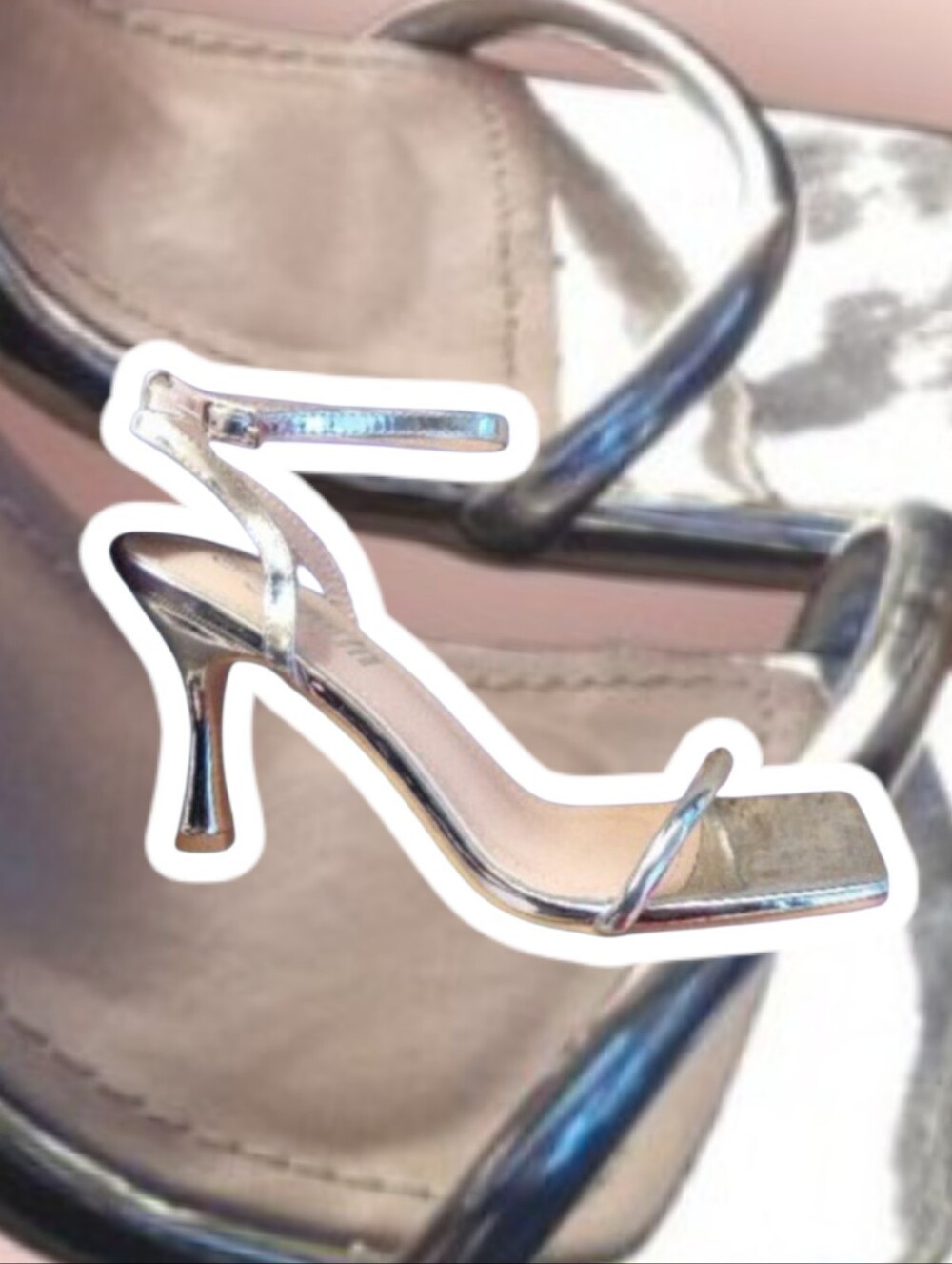 (EUC) SHEIN® Strappy Silver Square Toe High Heels - Size 8